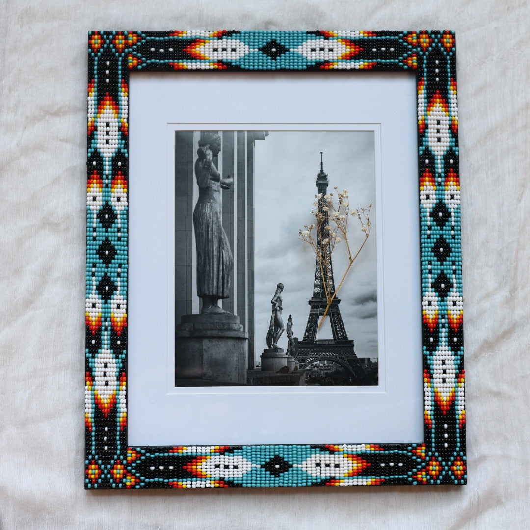 Beaded Frames By Elsie 11"x14" Turquoise & Fire Beaded Frame