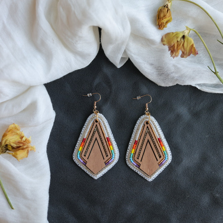 Beth Rose Designs Rainbow Wood Drop Necklace & Earring Set