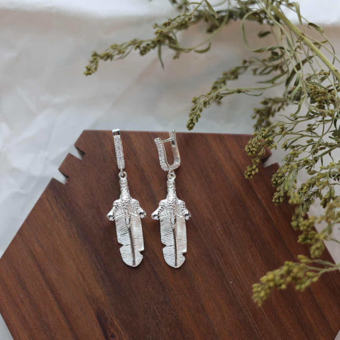 Medicine Bear Arts Eagle Claw Clutching Feather Pendant & Earrings