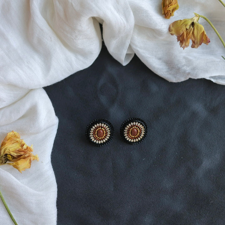 Beth Rose Designs Small Goldstone Beaded Stud Earrings