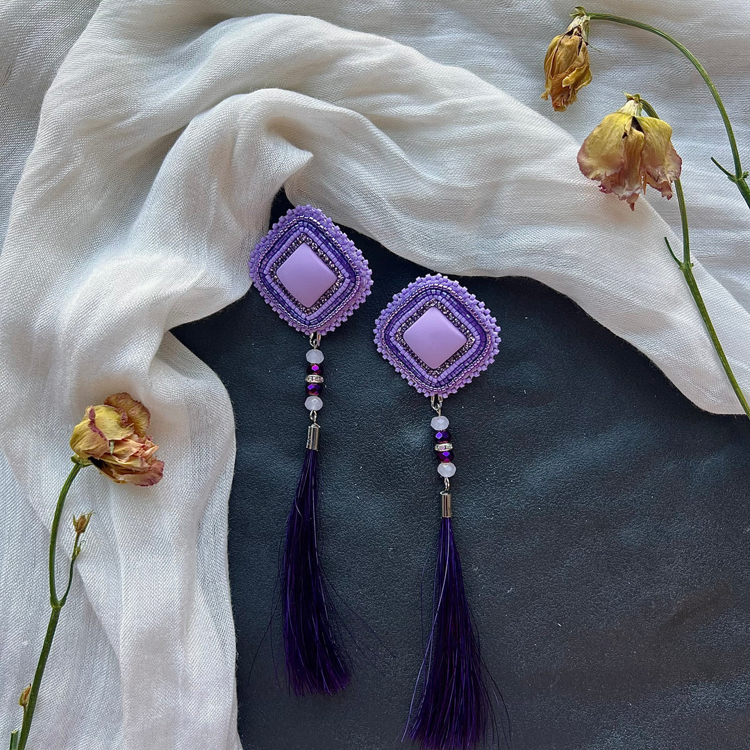 Beth Rose Designs Purple Horsehair Earrings