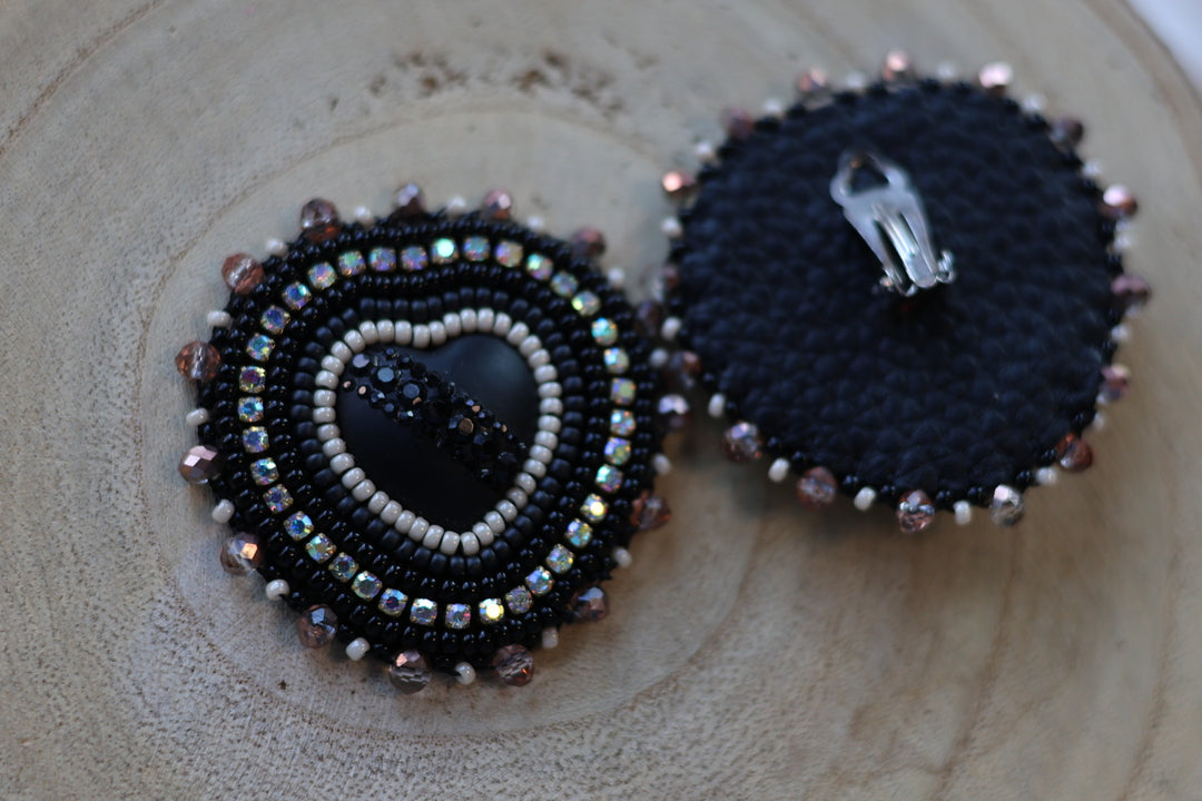 Nikki P. Black Heart Clip-on Earrings