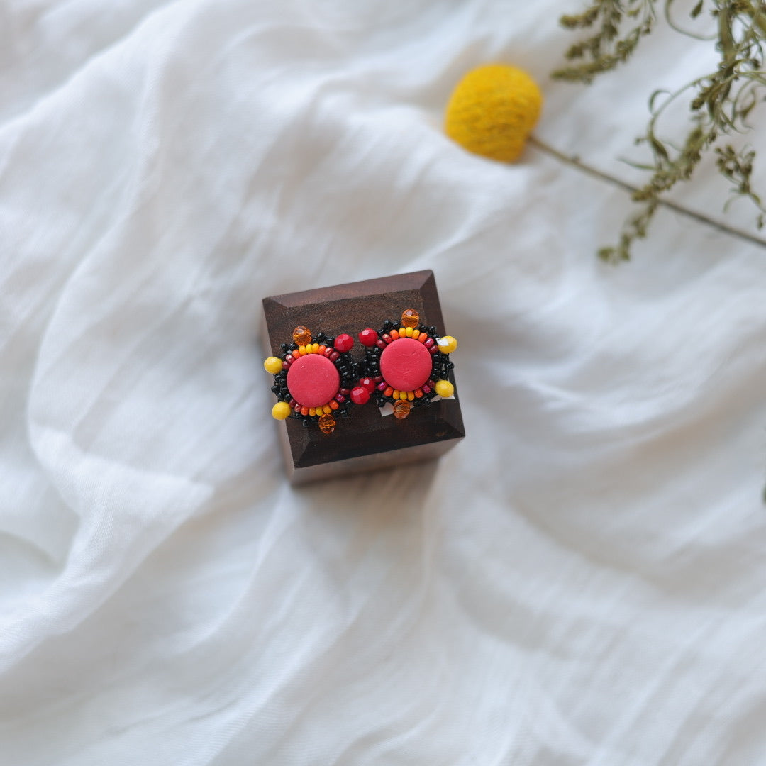 Prairie Beads Petite Fire Beaded Studs