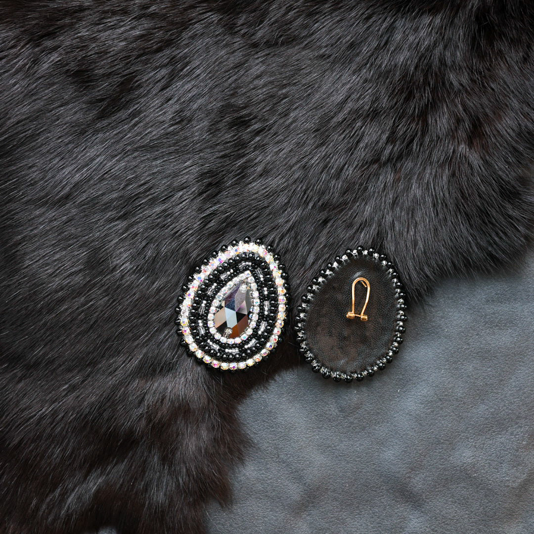 Helen O. Beaded Black Teardrop Earrings