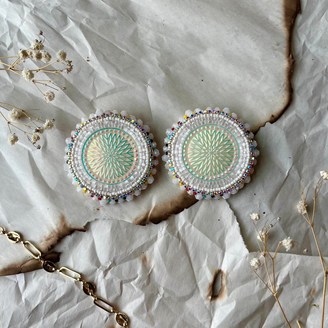 TLee Beads Large Round Beaded Earrings