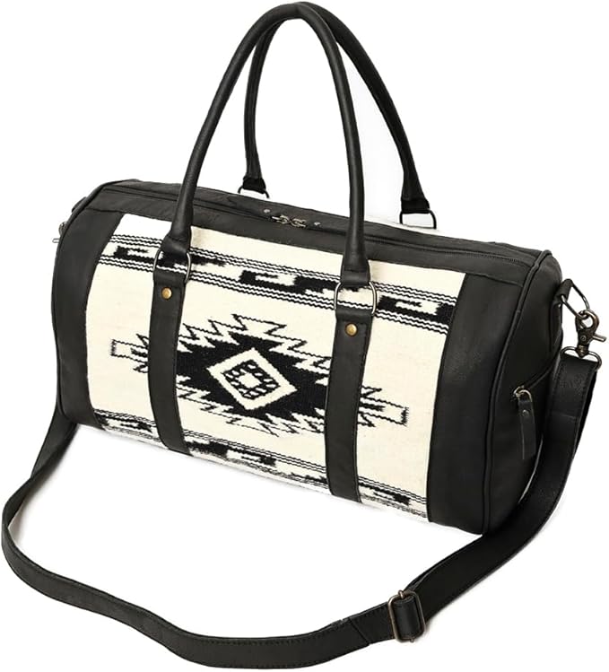 LS Western Black & White Saddle Blanket Weekend Bag