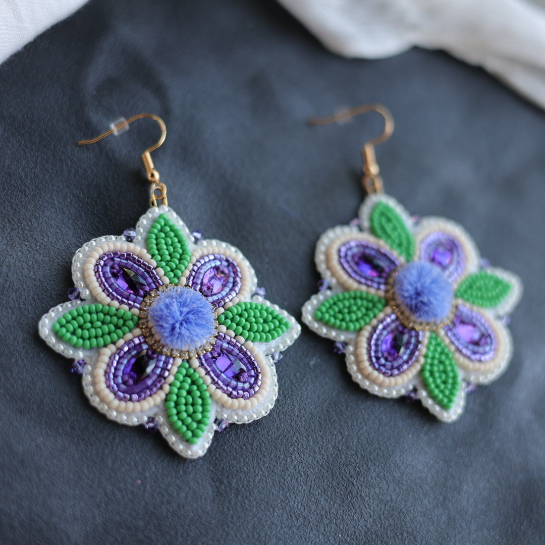 Beth Rose Designs Jade Collection Purple Floral Earrings