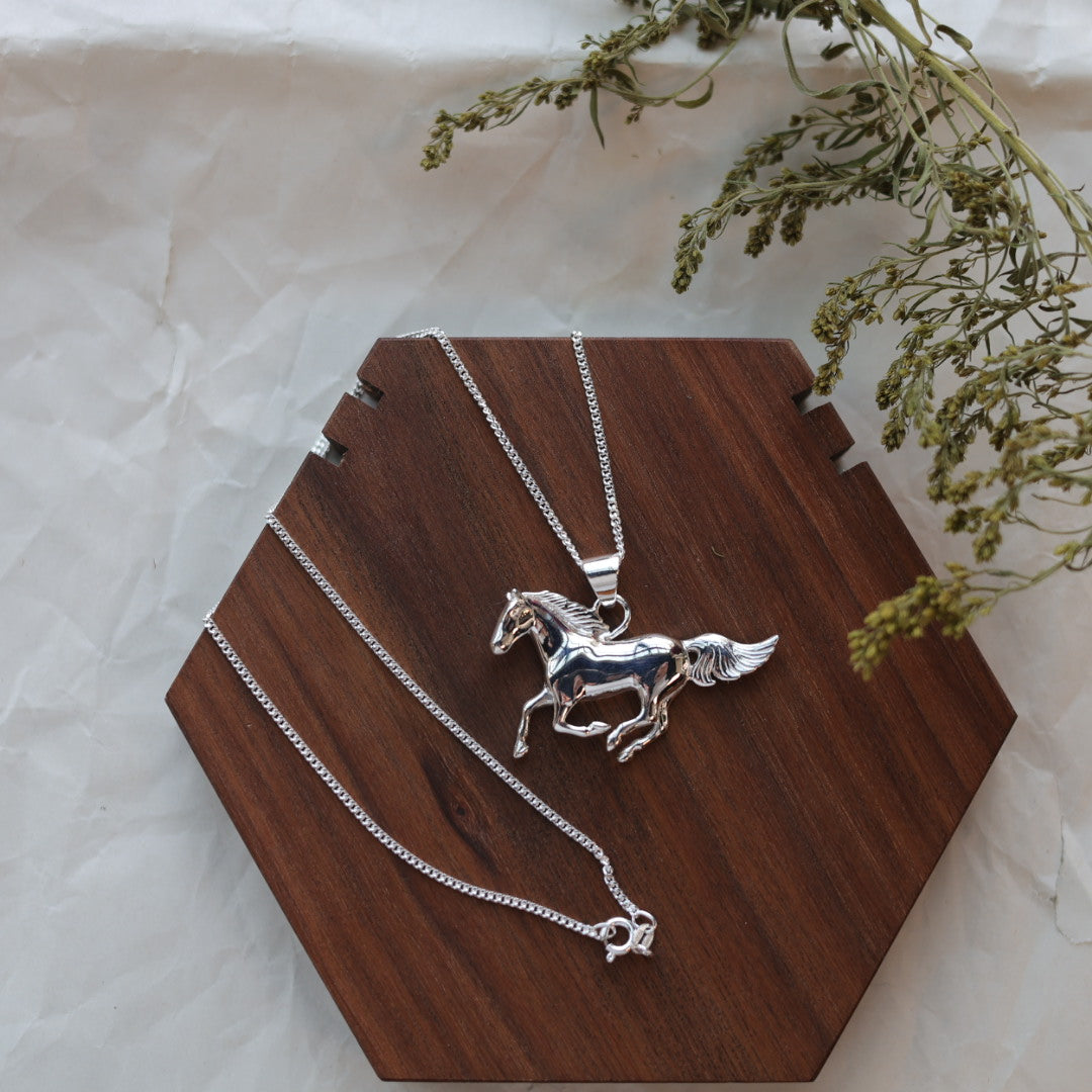 Medicine Bear Arts Horse Pendant with Inlay