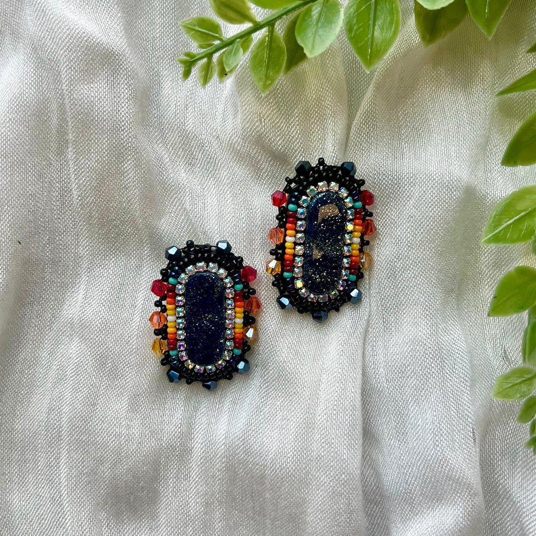 Prairie Beads Glittery Fire Beaded Earrings