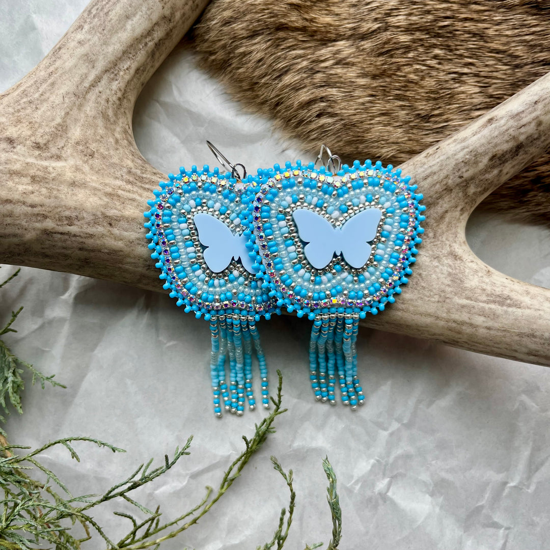Keegan W. Butterfly Fringe Beaded Earrings