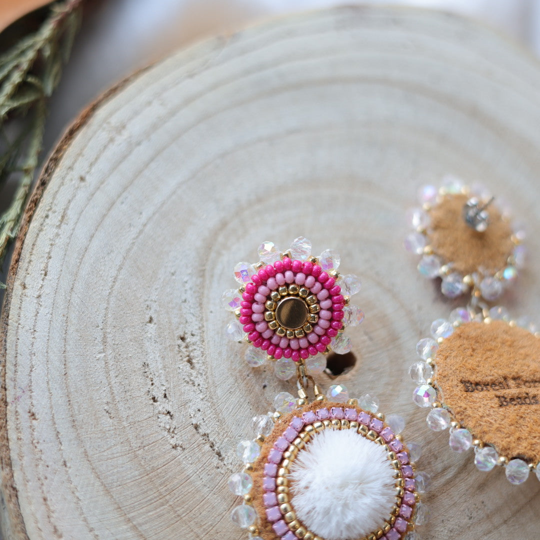 Boreal Forest Beads Tiered Tufted Earrings
