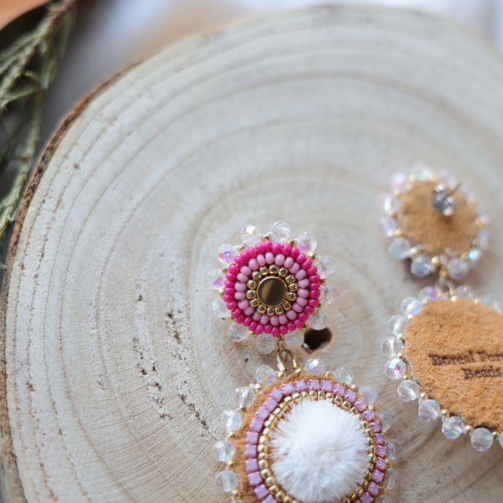 Boreal Forest Beads Tiered Tufted Earrings