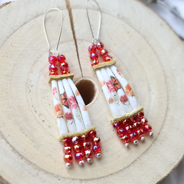 Janet L. Stacked Dentalium Earrings