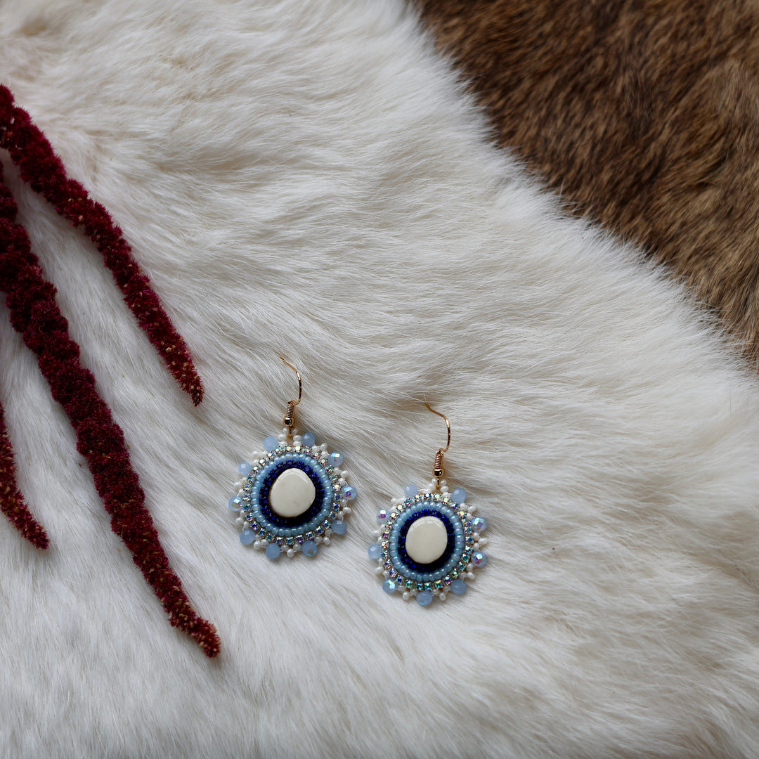 Mercedes G. Petite Blue Antler Earrings