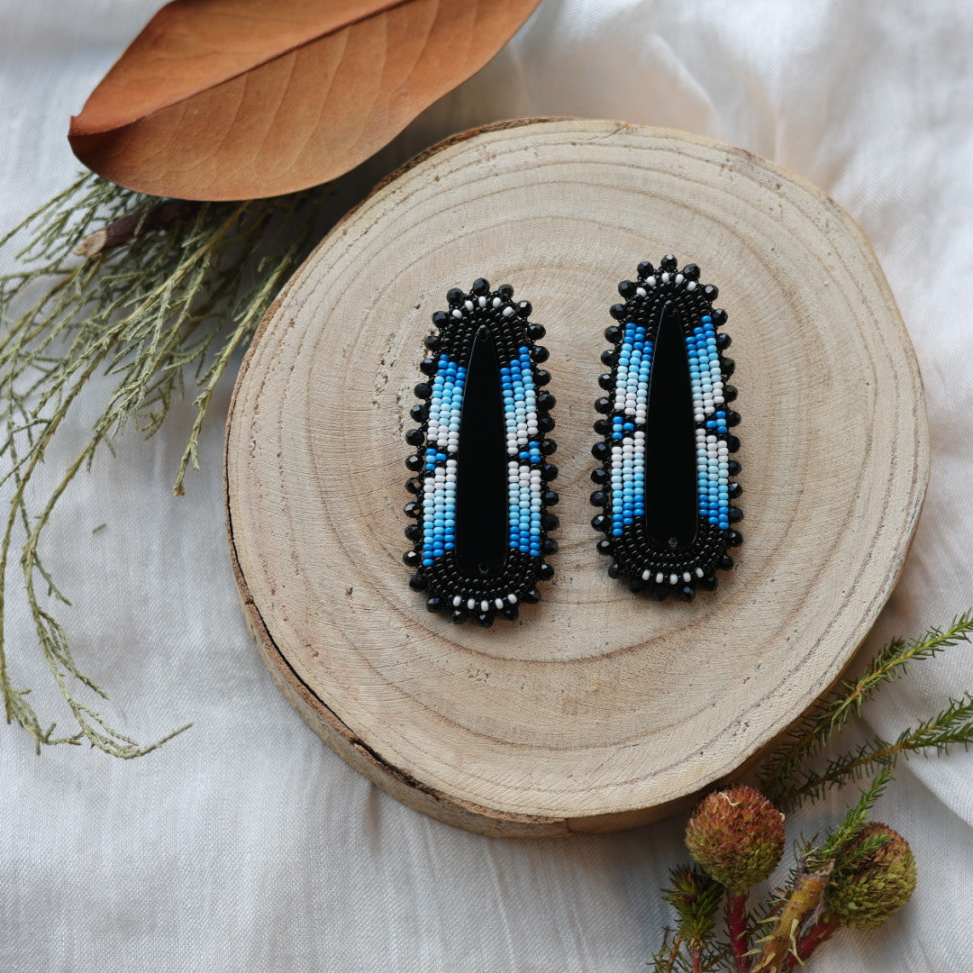Boreal Forest Beads Blue Ombre Beaded Earrings