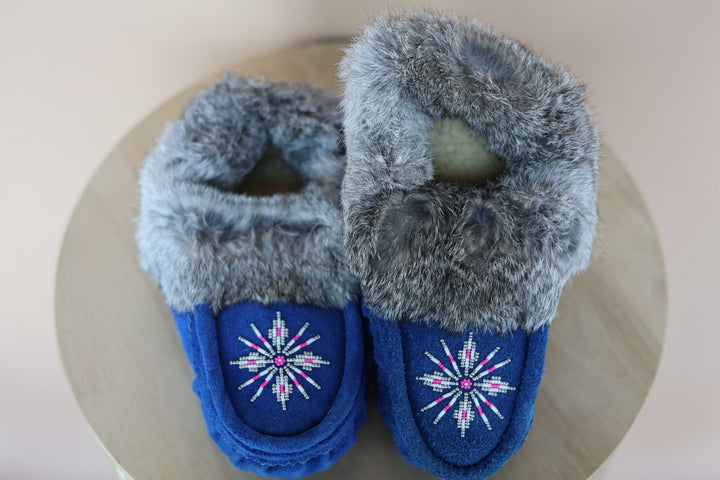 Ironstar Co. Cobalt Blue Moccasins With Snowflake