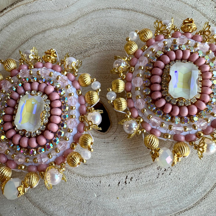 Kristina Cardinal Beaded Nude Earrings