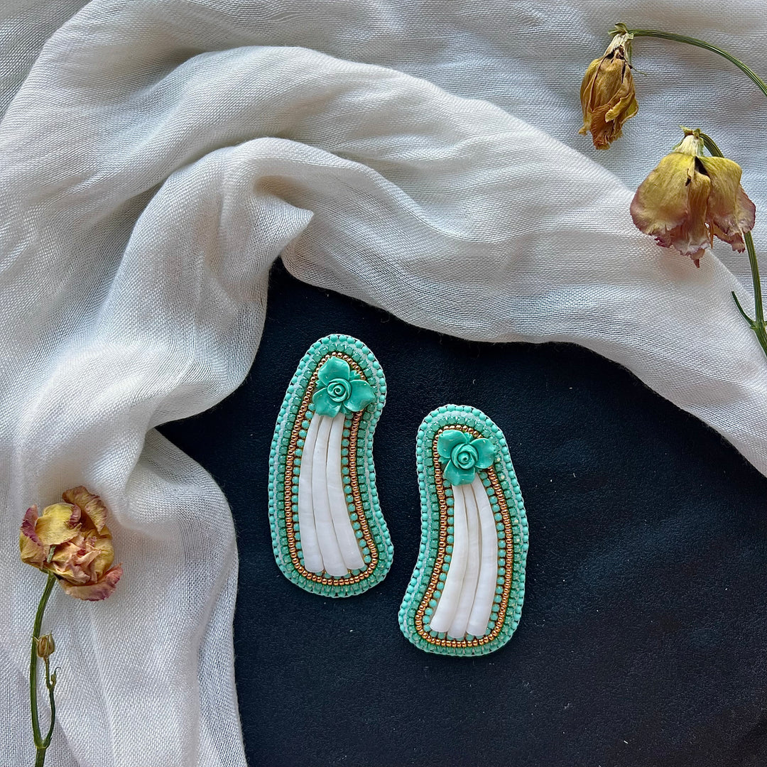 Beth Rose Designs Teal Dentalium Shell Earrings