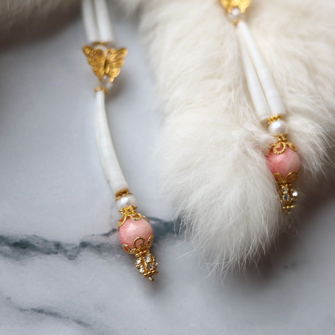 Kristina Cardinal Rhinestone Hoop & Dentalium Drop Earrings