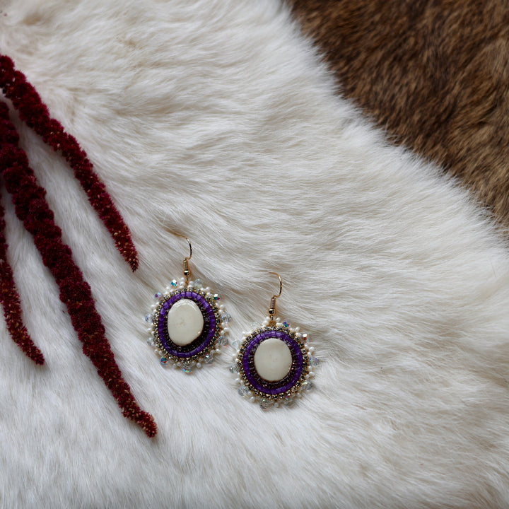 Mercedes G. Dainty Purple Antler Earrings