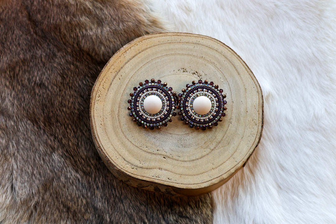 Nikki P. Round Brown Clip-on Earrings