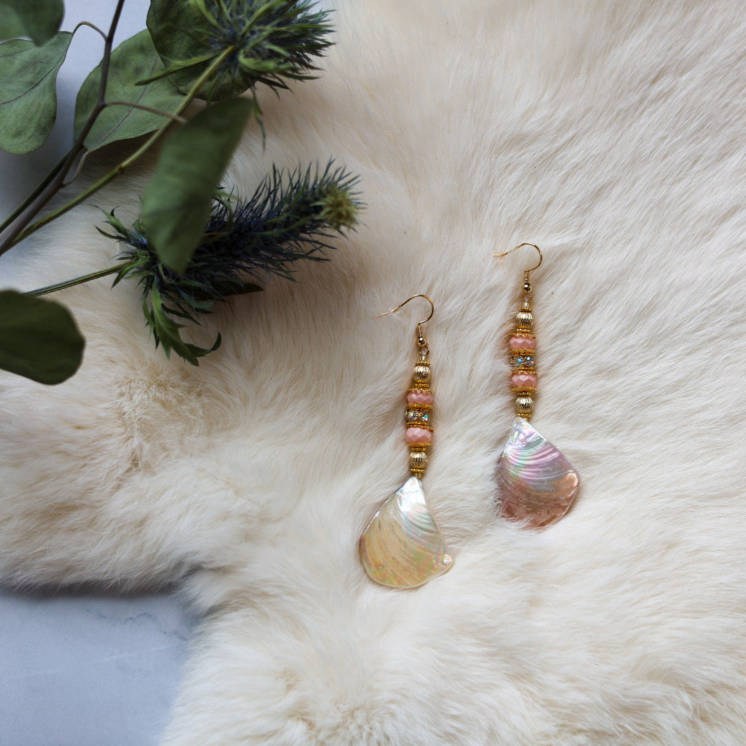 Kristina Cardinal Mother of Pearl Shell Drop Earrings