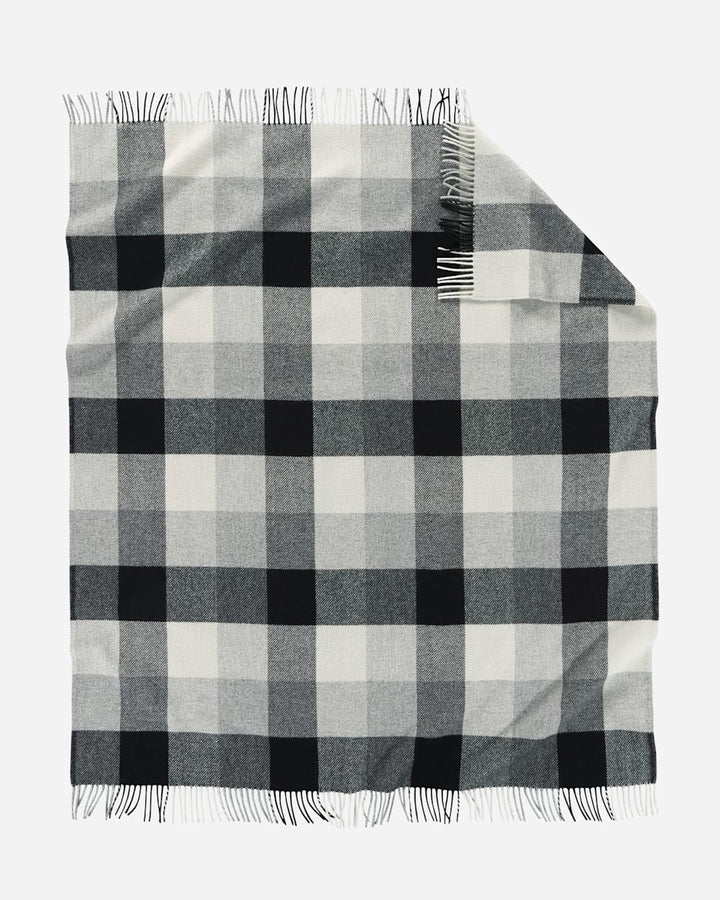 Pendleton Black & Ivory Eco-Wise Wool Fringed Throw