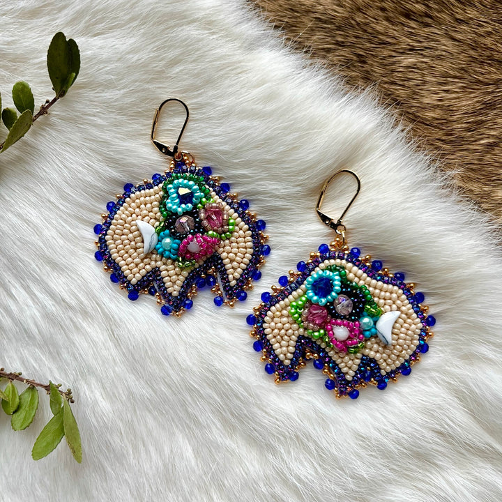 Mercedes G. Cream Bison Convertible Earrings