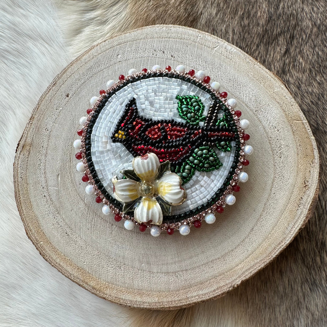 Mercedes G. Beaded Cardinal Pin