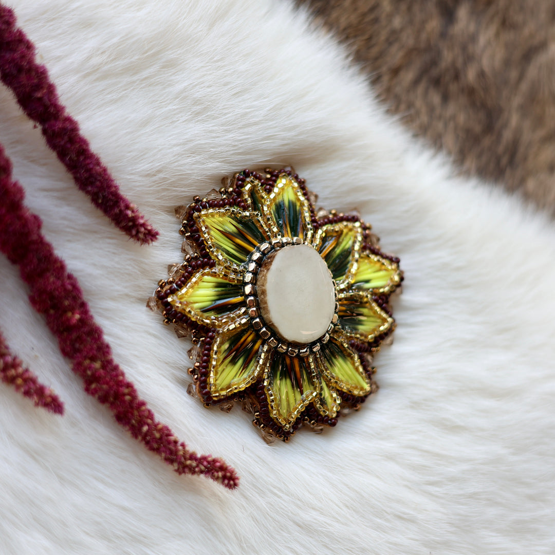 Mercedes G. Quill Sunflower Brooch