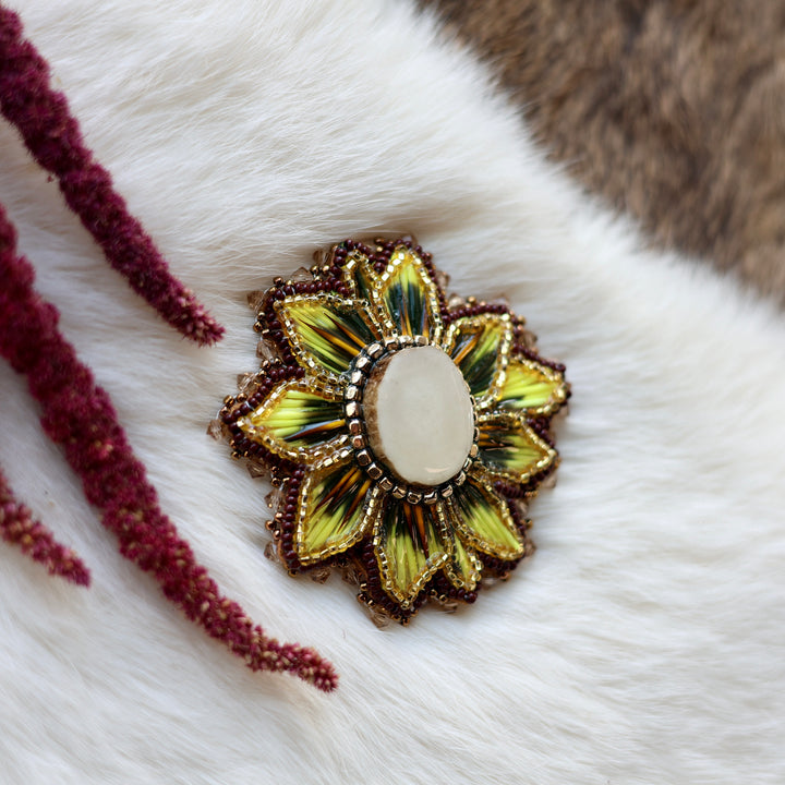 Mercedes G. Quill Sunflower Brooch