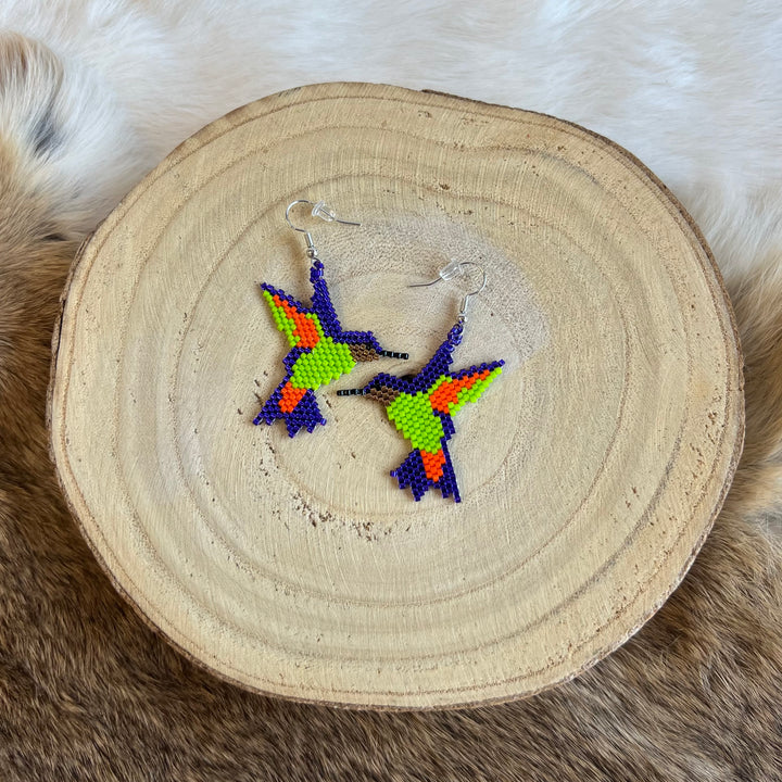 Janet B. Beaded Hummingbird Earrings