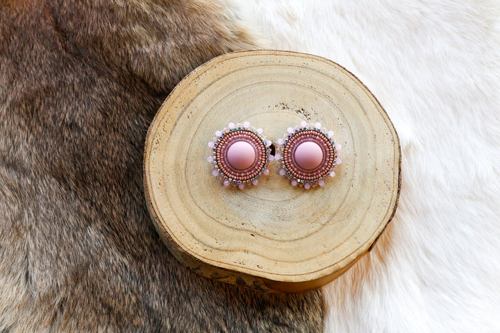 Nikki P. Round Pink Clip-on Earrings