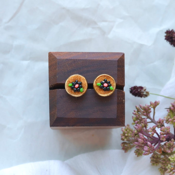 Deneyounen Designs Petite Floral Moose Hide Studs
