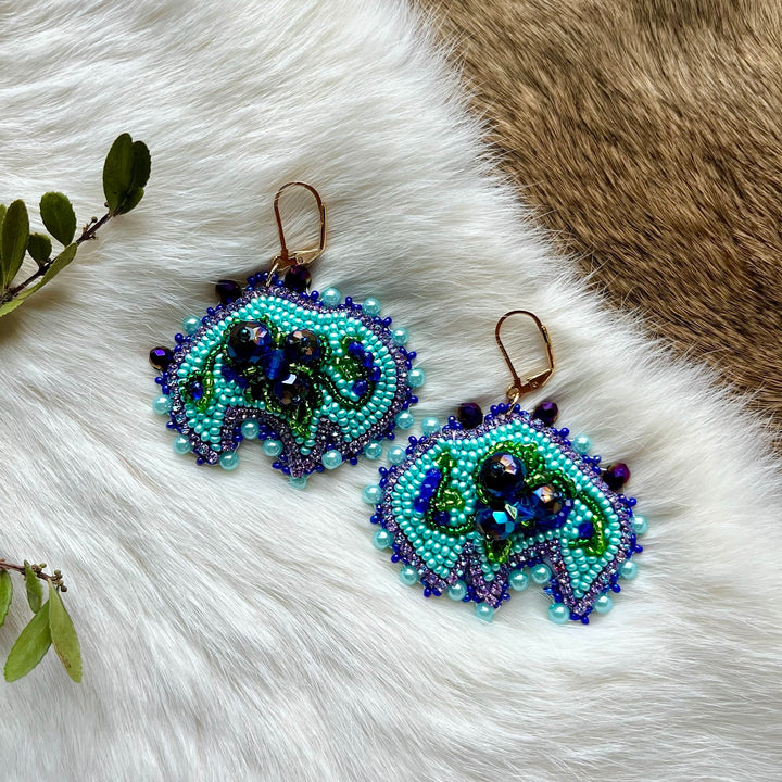 Mercedes G. Blueberry Medallion & Bison Earrings
