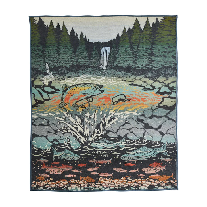 Pendleton Jacquard Napped Robe Salmon Falls Twin Blanket