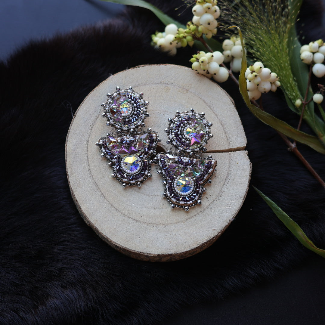 Ironstar Co. Geo Crystal Stud Beaded Earrings