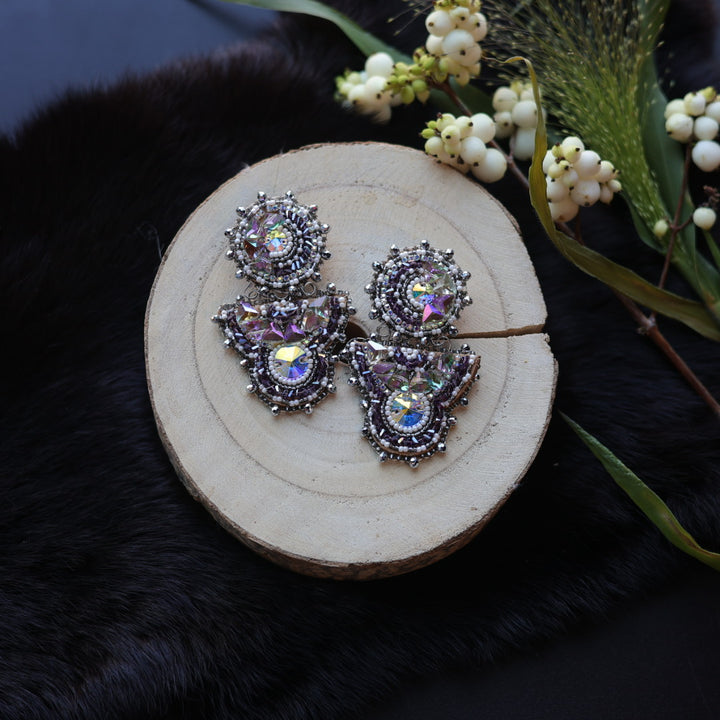 Ironstar Co. Geo Crystal Stud Beaded Earrings