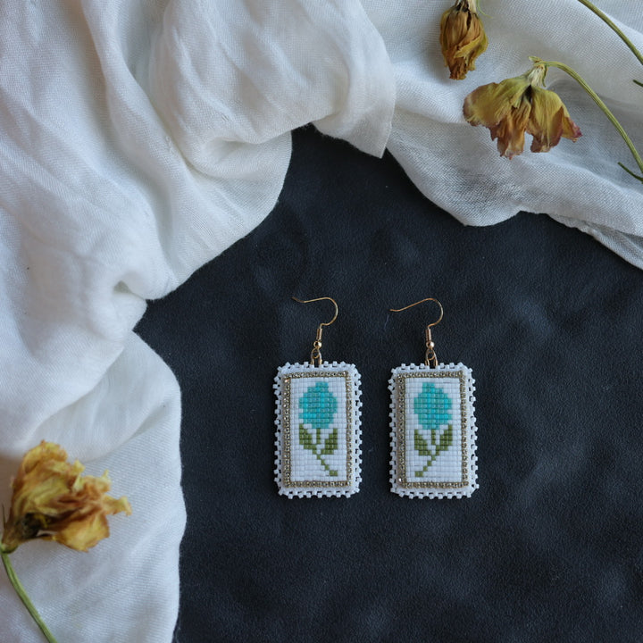 Beth Rose Designs Loomed Rose Drop Earrings