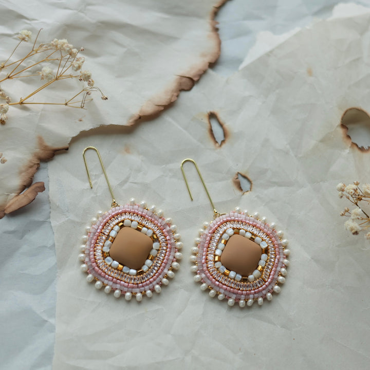 TLee Beads Antique Mother of Pearl Beaded Earrings