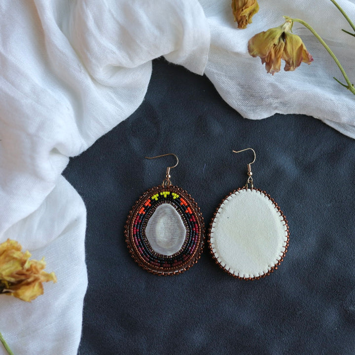 Beth Rose Designs Bronze Fire & Antler Beaded Earrings