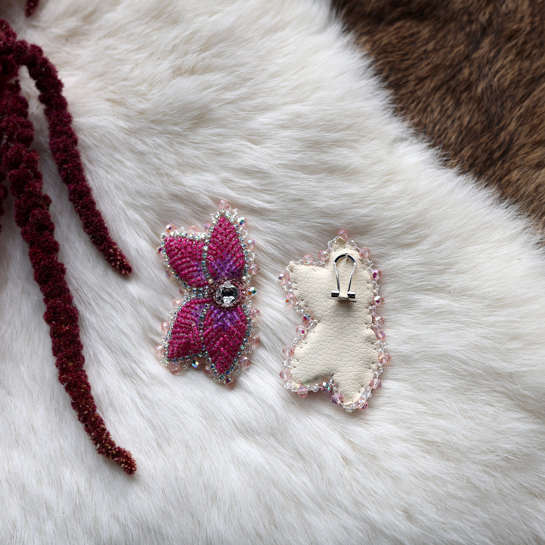 Mercedes G. Bright Pink Raised Half Floral Earrings