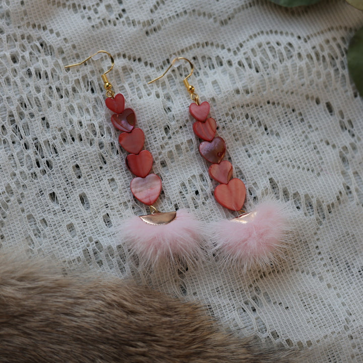 Prairie Sage Beadwork Dyed Mother of Pearl & Mink Drop Earrings
