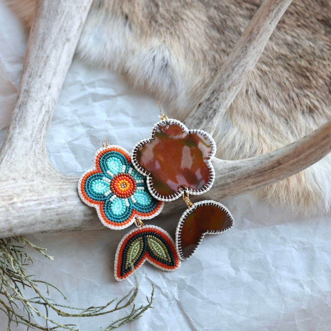 Keegan W. Tiered Five Petal Flower Earrings