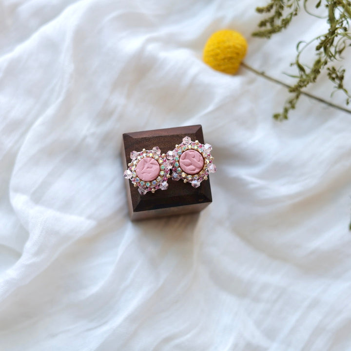 Prairie Beads Petite Pink Beaded Studs