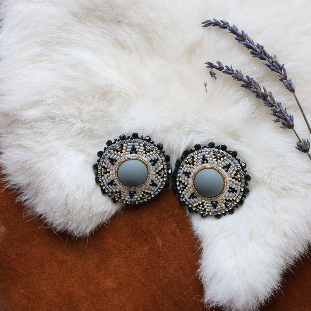 Faye's Beadiful Creations Round Beaded Burst Earrings