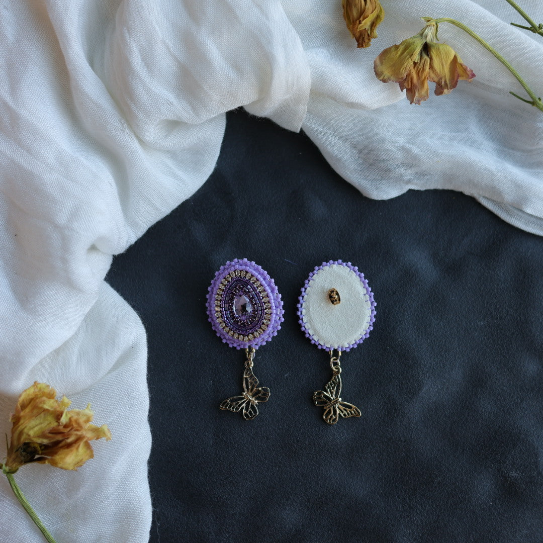 Beth Rose Designs Purple & Gold Butterfly Earrings