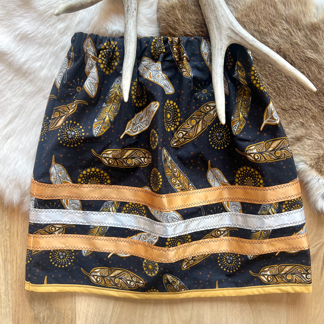Vi's CREE-ations Gold Feather Toddler Ribbon Skirt