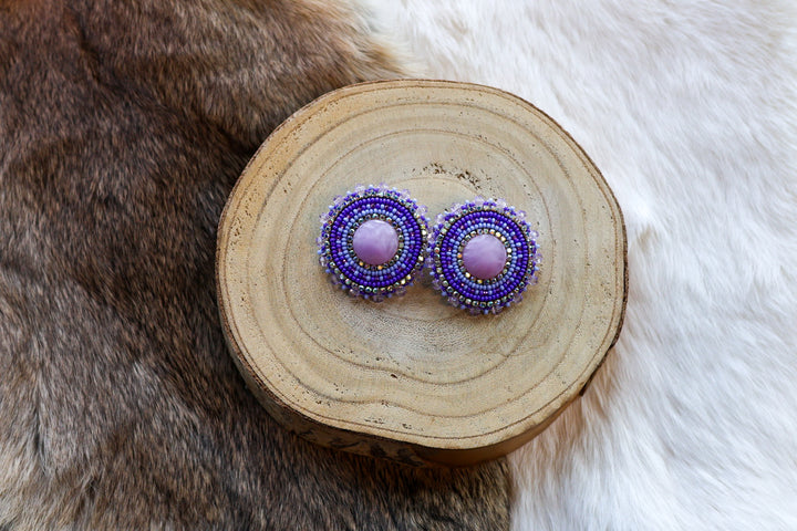 Nikki P. Round Purple Clip-on Earrings