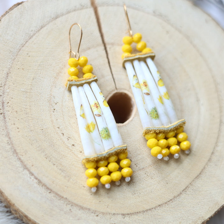 Janet L. Stacked Dentalium Earrings